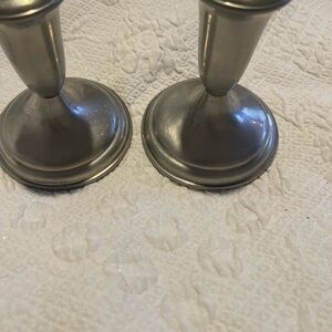 Elegant Pewter Candle Holders Empire Weighted (2) 4 1/4” High 3.5” wide